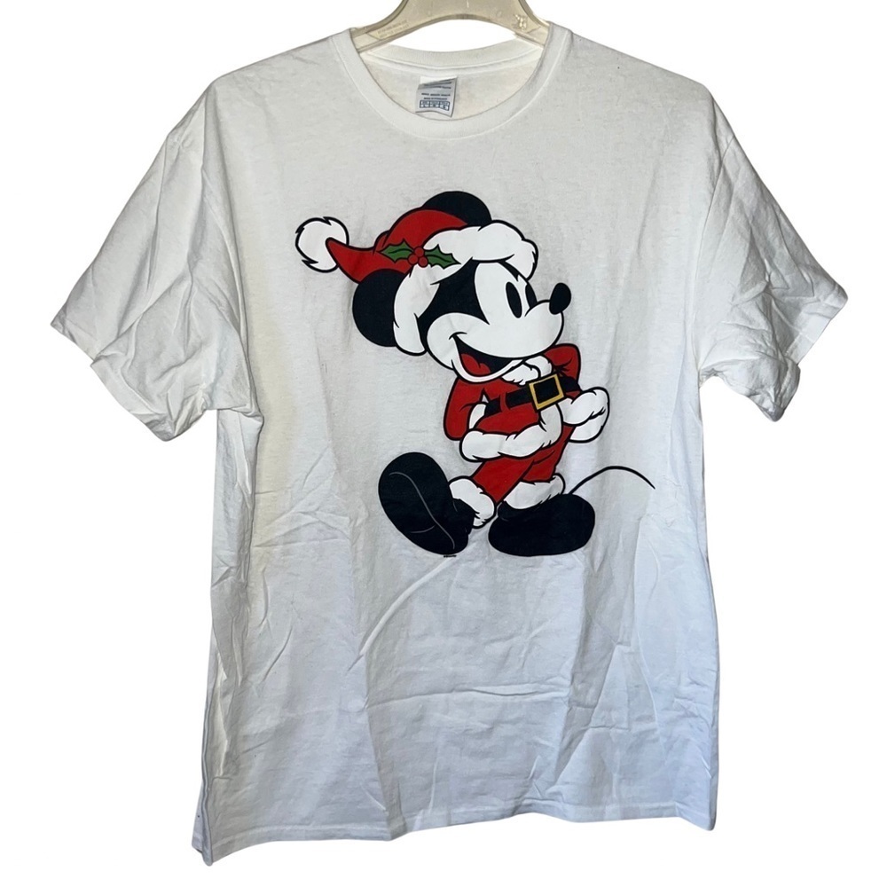 Mickey Mouse Santa Christmas Cotton T-shirt Adult Large